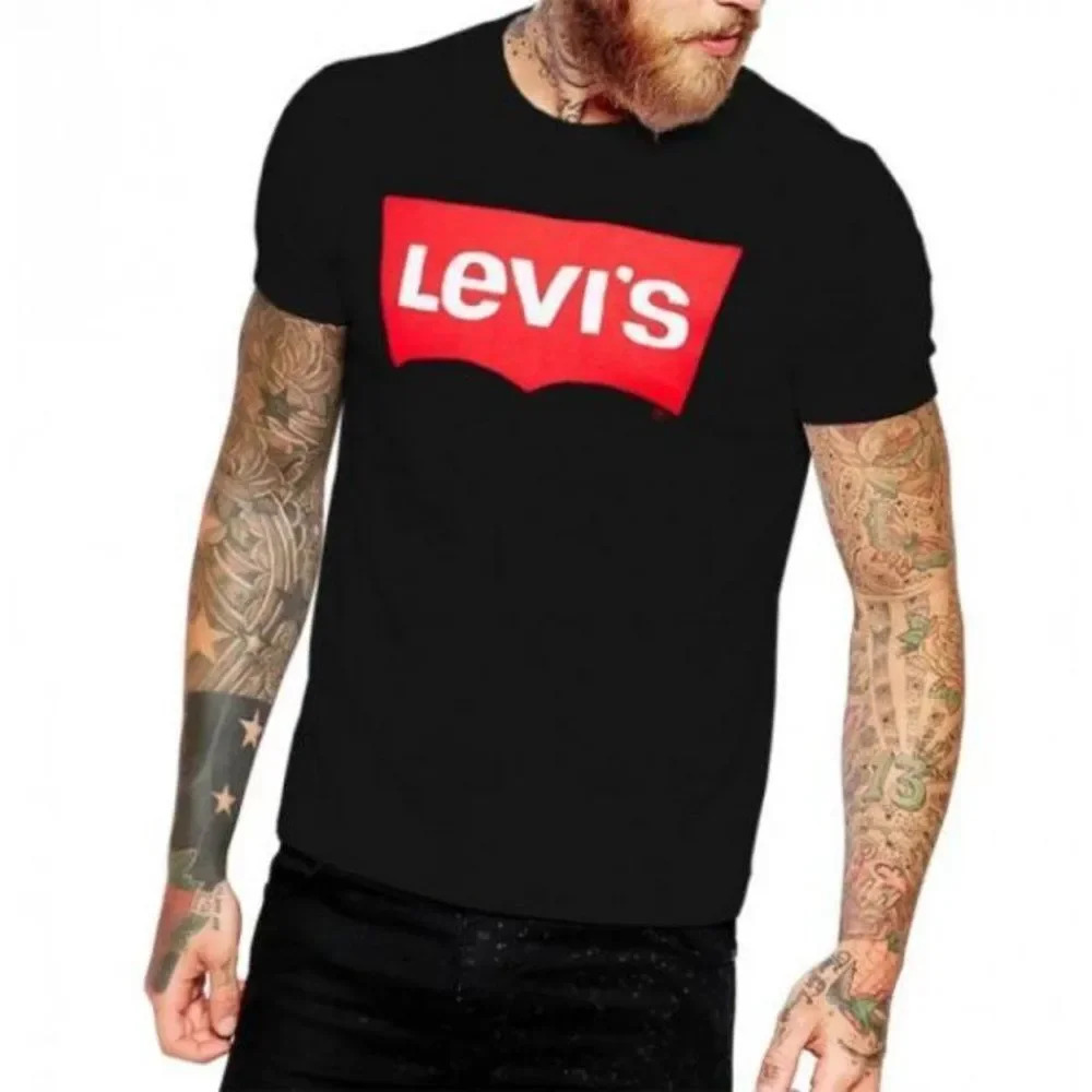 Levi's Men's Graphic Printed Round Neck Cotton T-Shirt Small Black